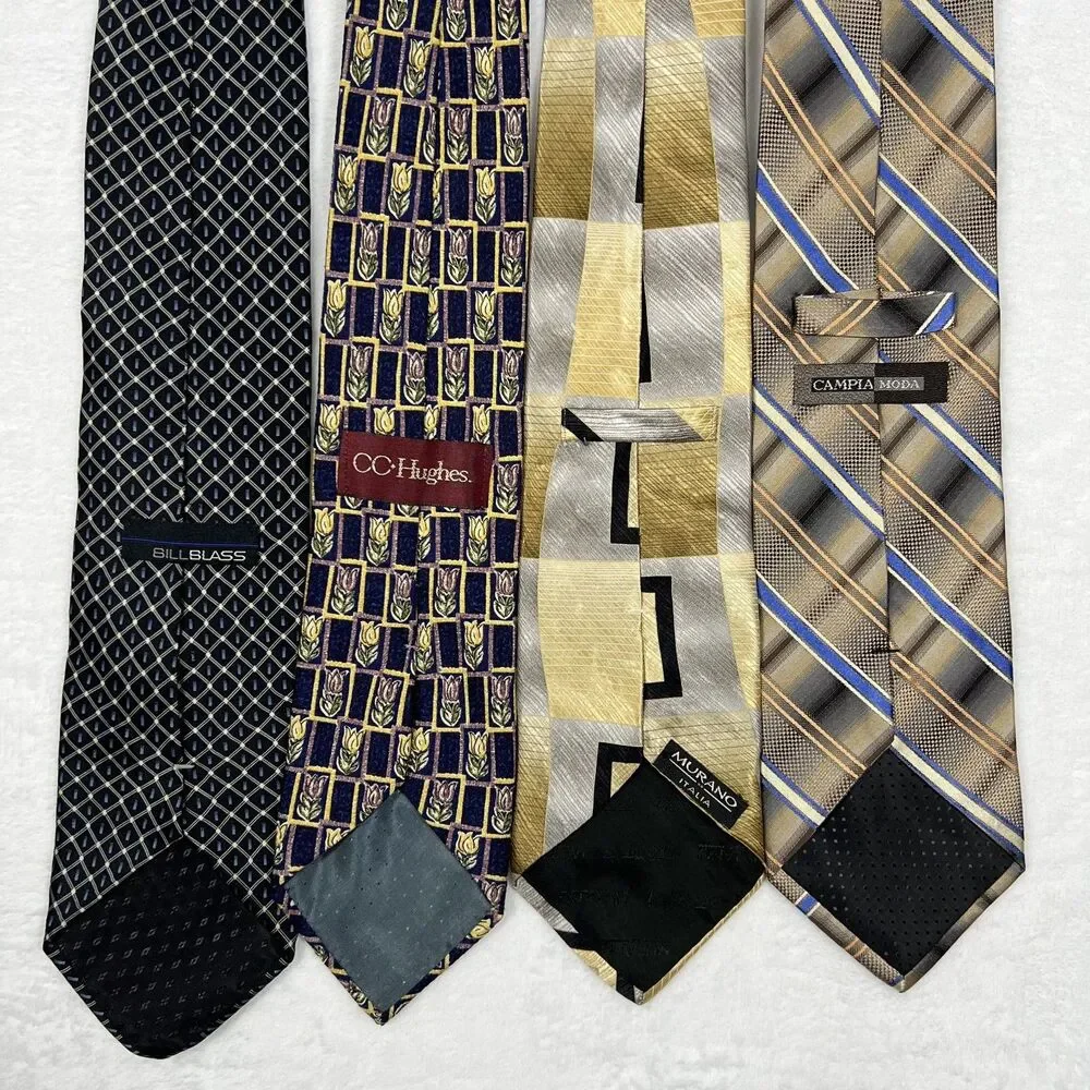 Silk Necktie Lot of 4 Designer Ties Bill Blass CC Hughes Murano Campia